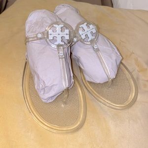 Tory Burch jelly sandals size 7 - please see info re: flaws on bottom of shoe